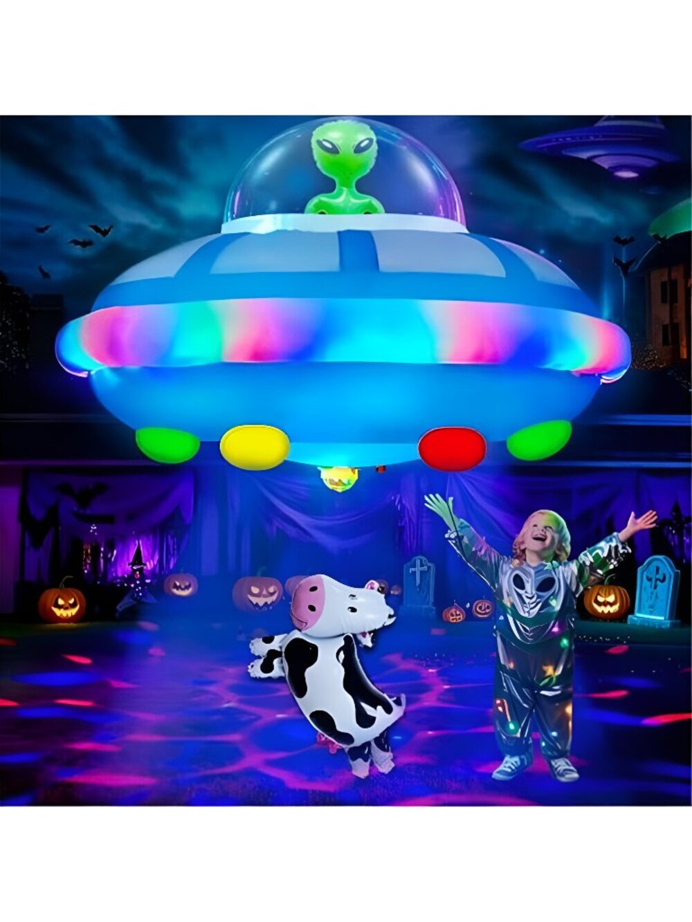 OurWarm 4FT Halloween Inflatables Outdoor, Alien Blow Up Yard Decorations
